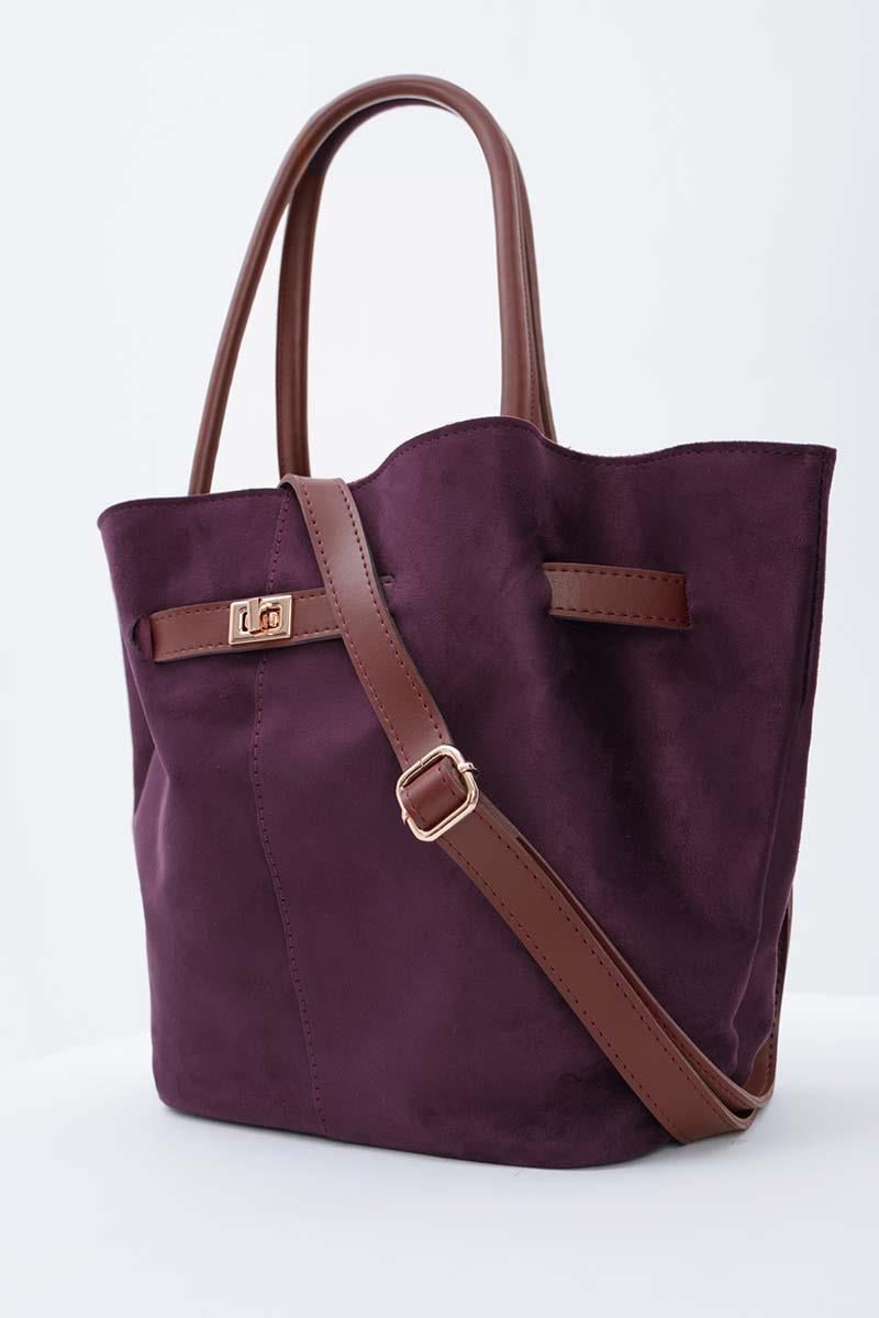 Çıtçıt Kapamalı Süet El Ve Omuz Çantası