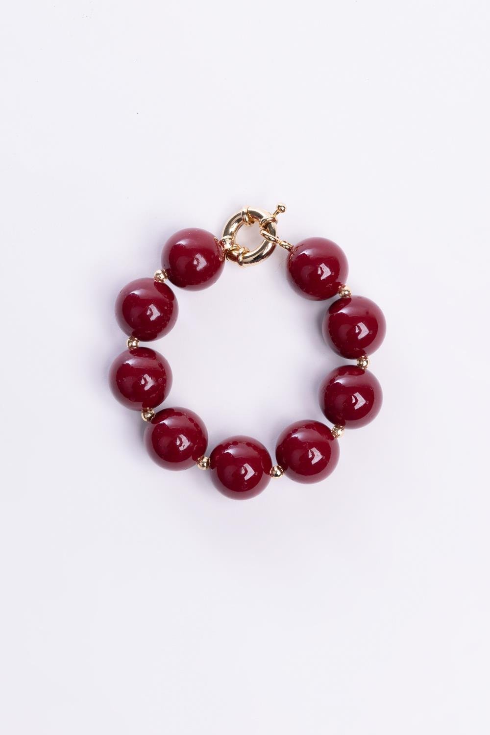 Bordo-İnci Bileklik