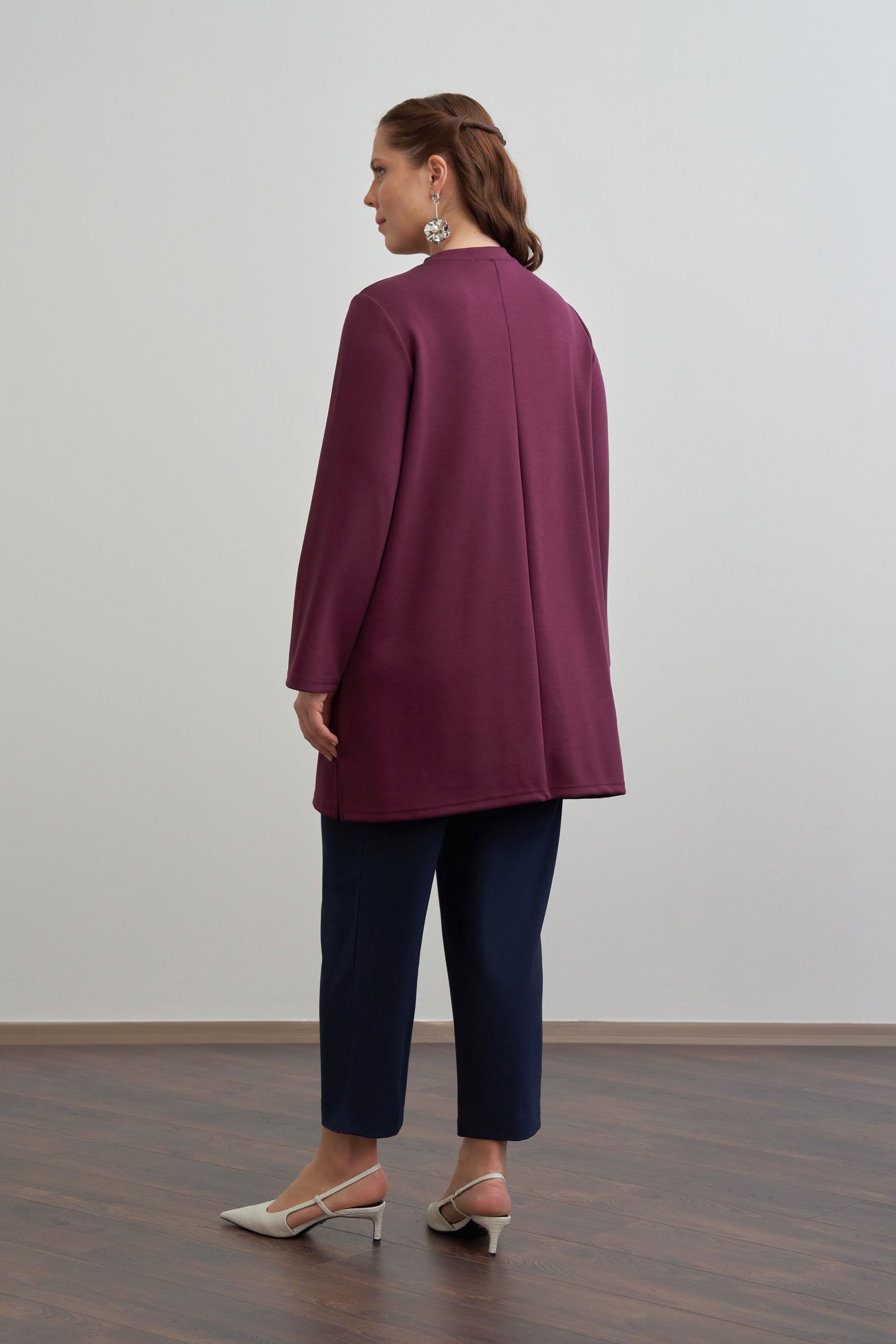 Bordo-İnci İşlemeli Tunik