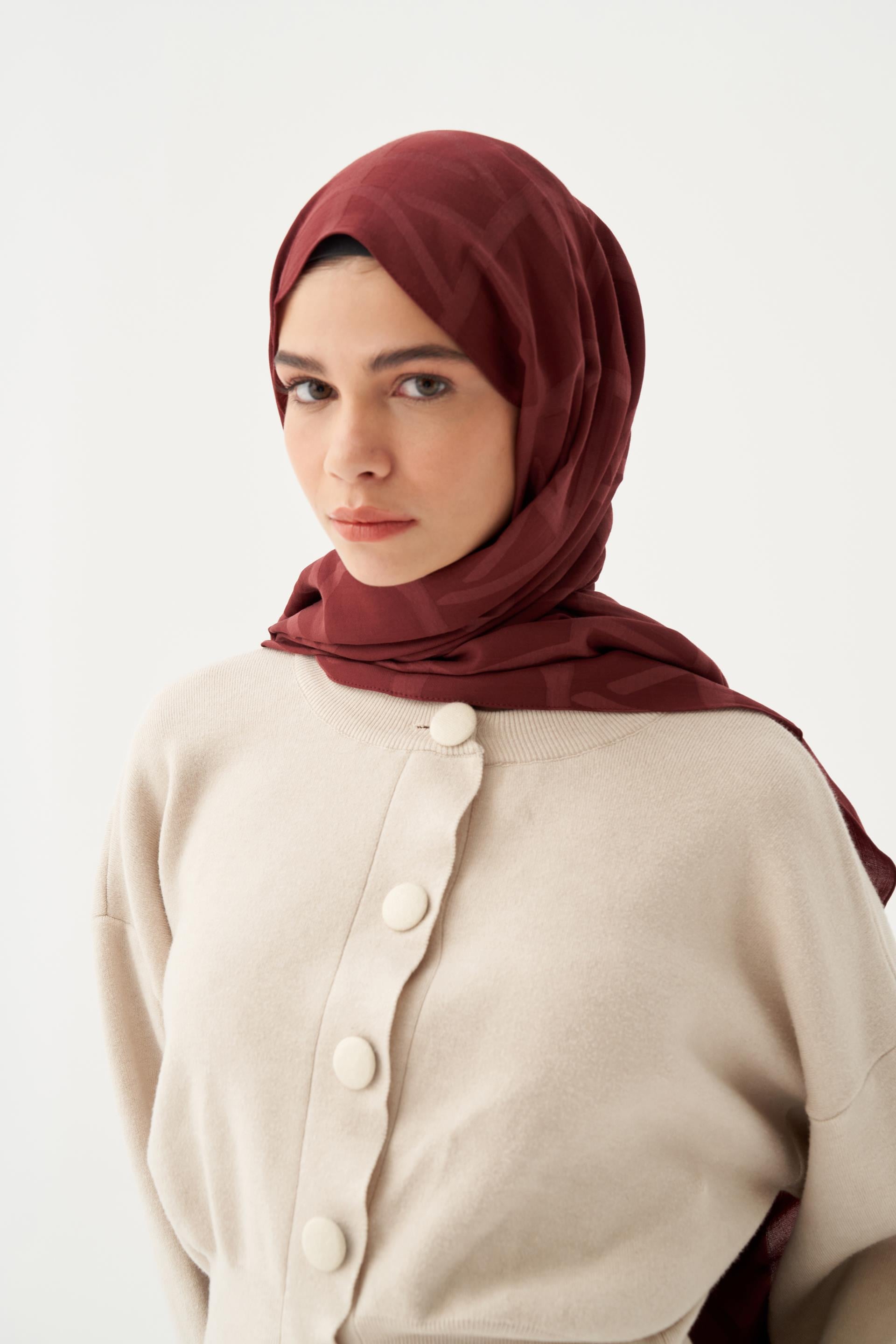 Bordo-Modal Pamuklu Şal