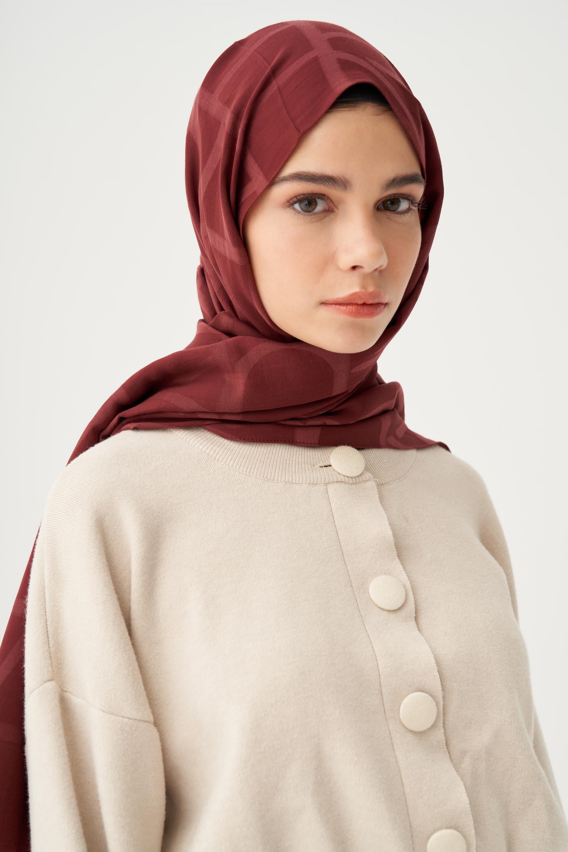 Bordo-Modal Pamuklu Şal