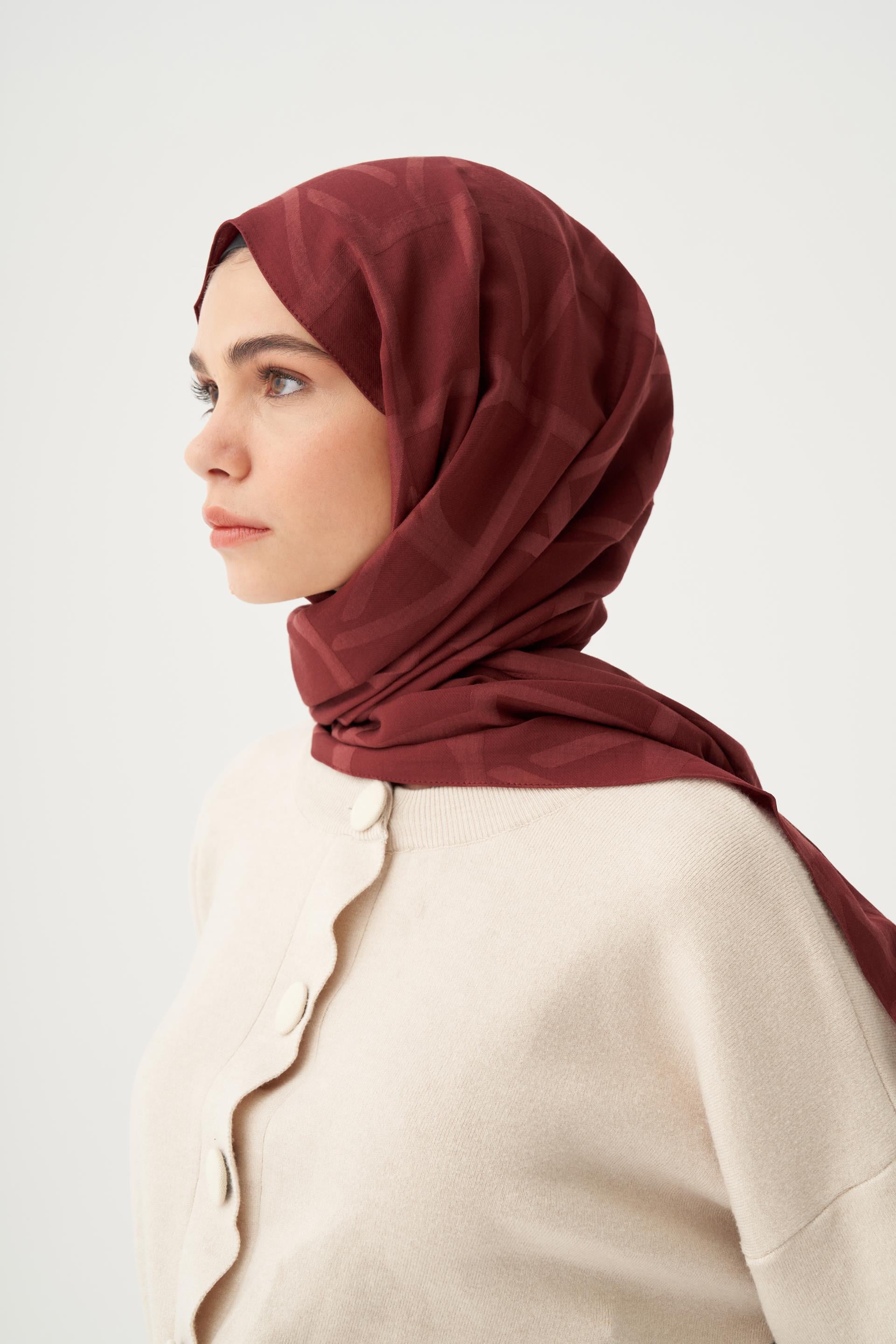 Bordo-Modal Pamuklu Şal