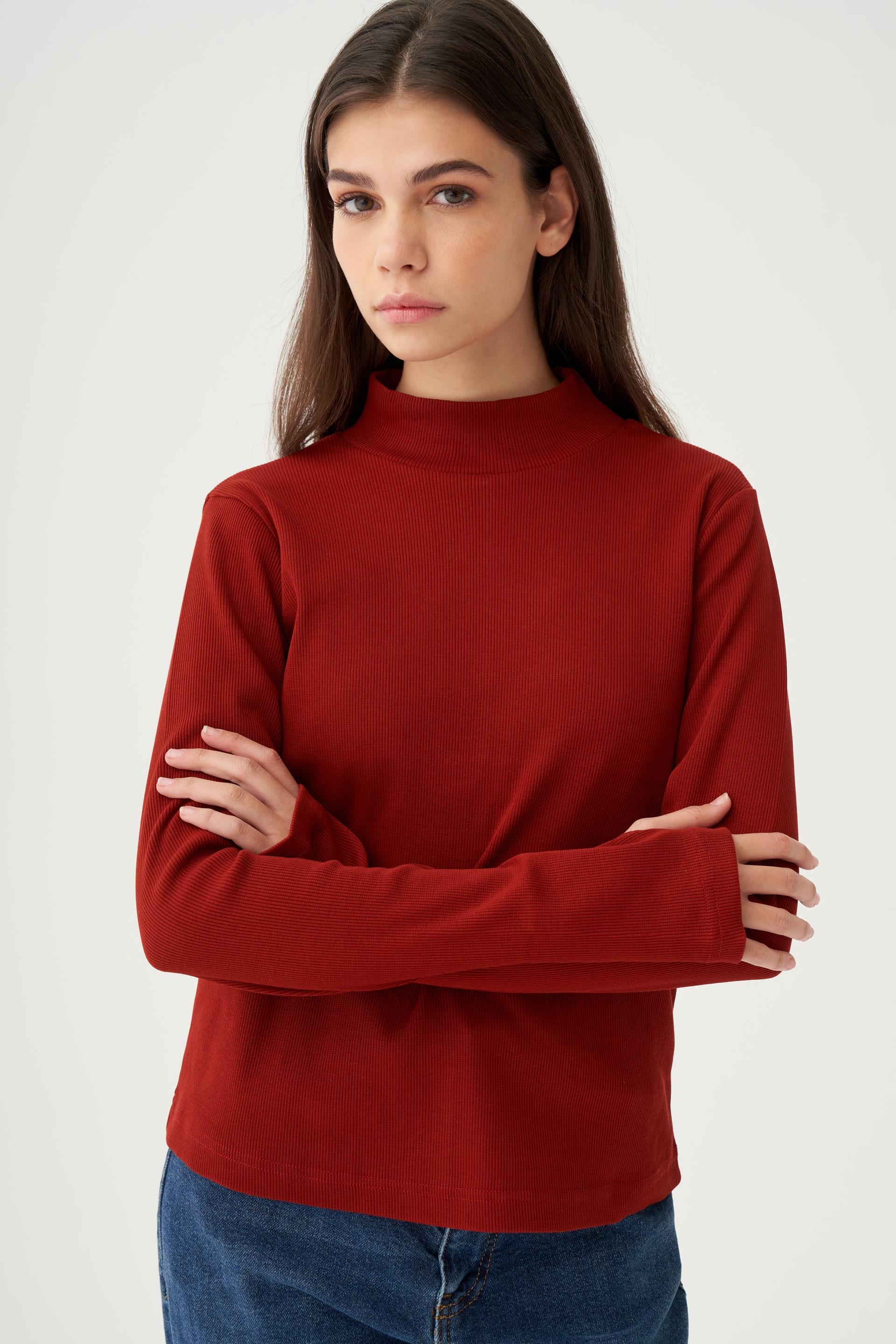 Bordo-Parmaklıklı Balıkçı Yaka Body