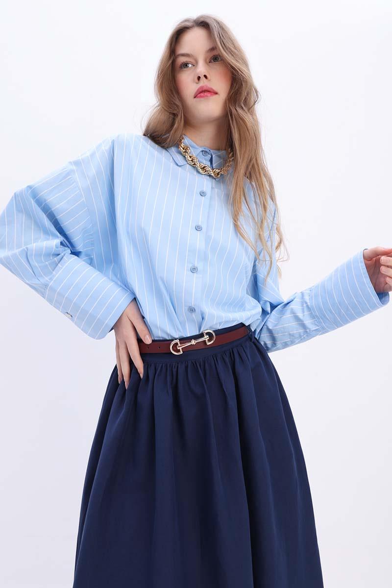 Long Double Buckle Leather Belt
