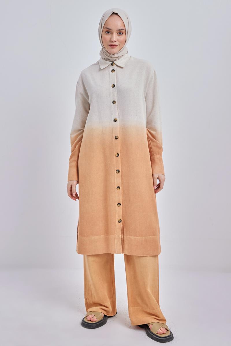 Degrade Keten Pantolonlu Takım