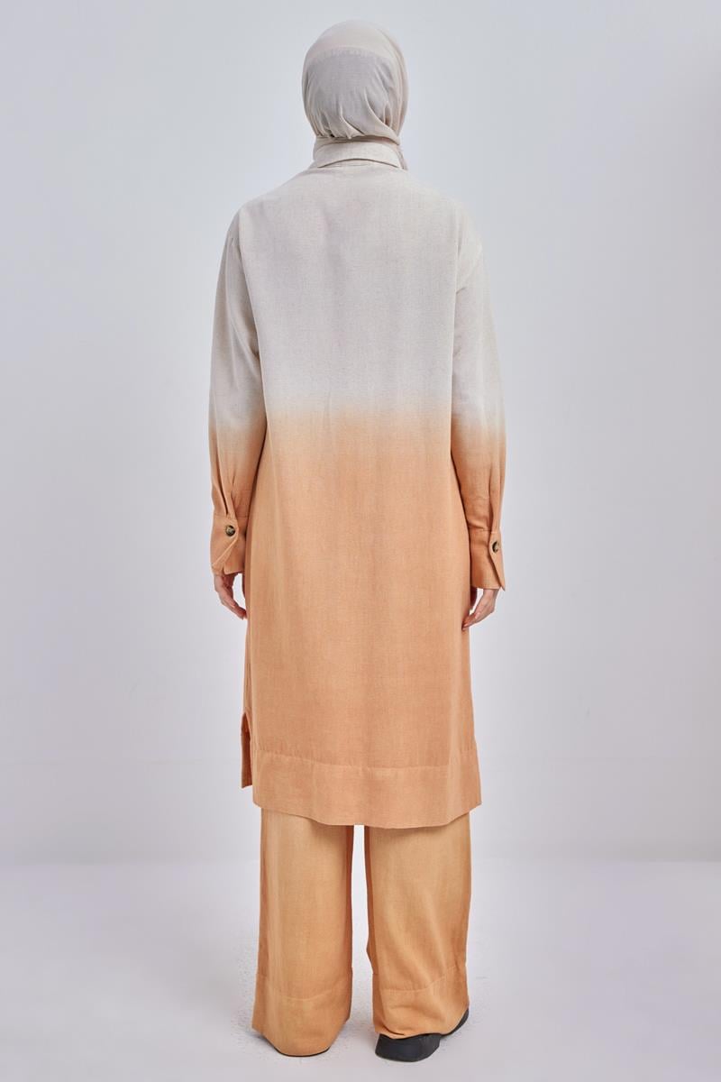 Degrade Keten Pantolonlu Takım