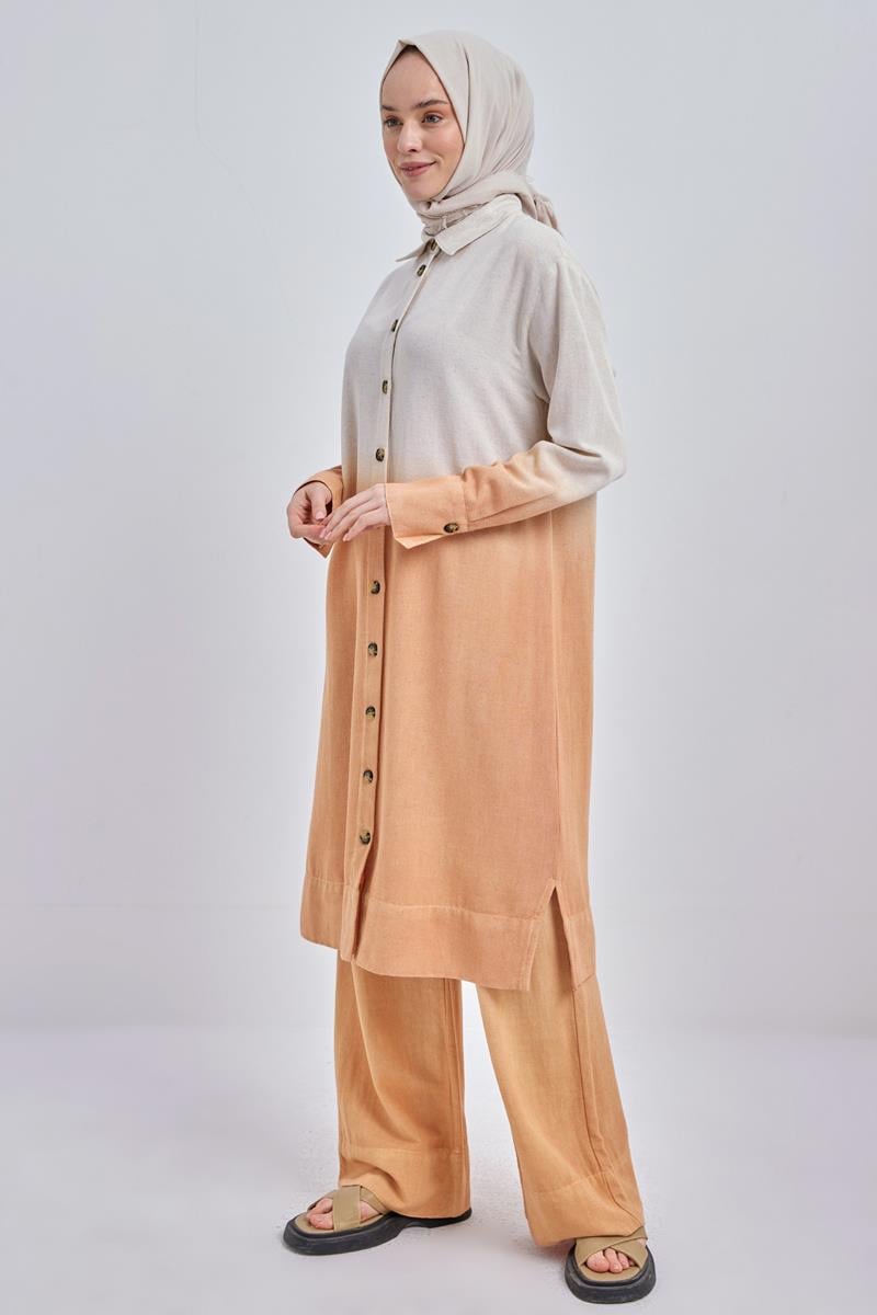 Degrade Keten Pantolonlu Takım