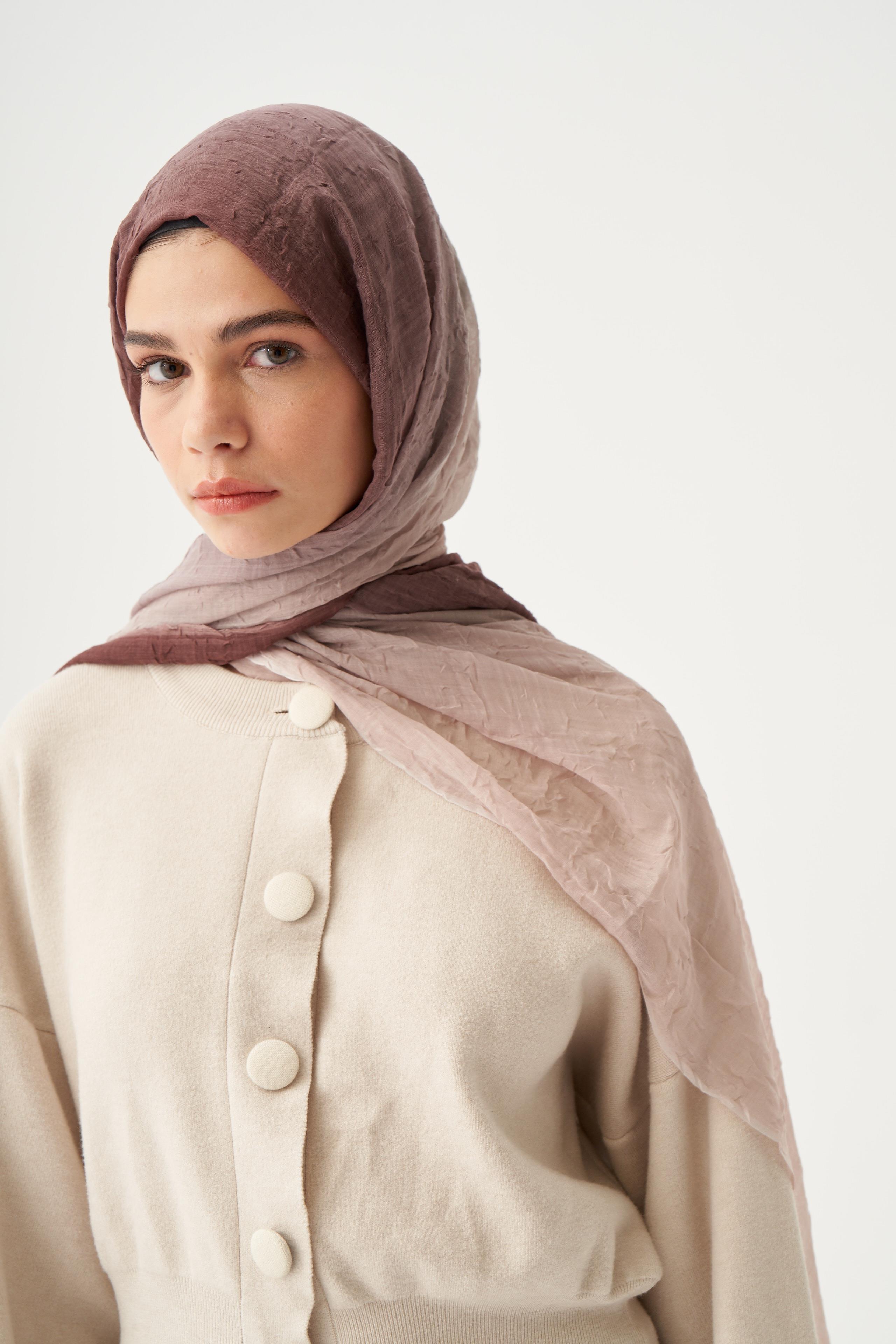 Çikolata-Bej-İpeksi Balıksırtı  Jakar Şal