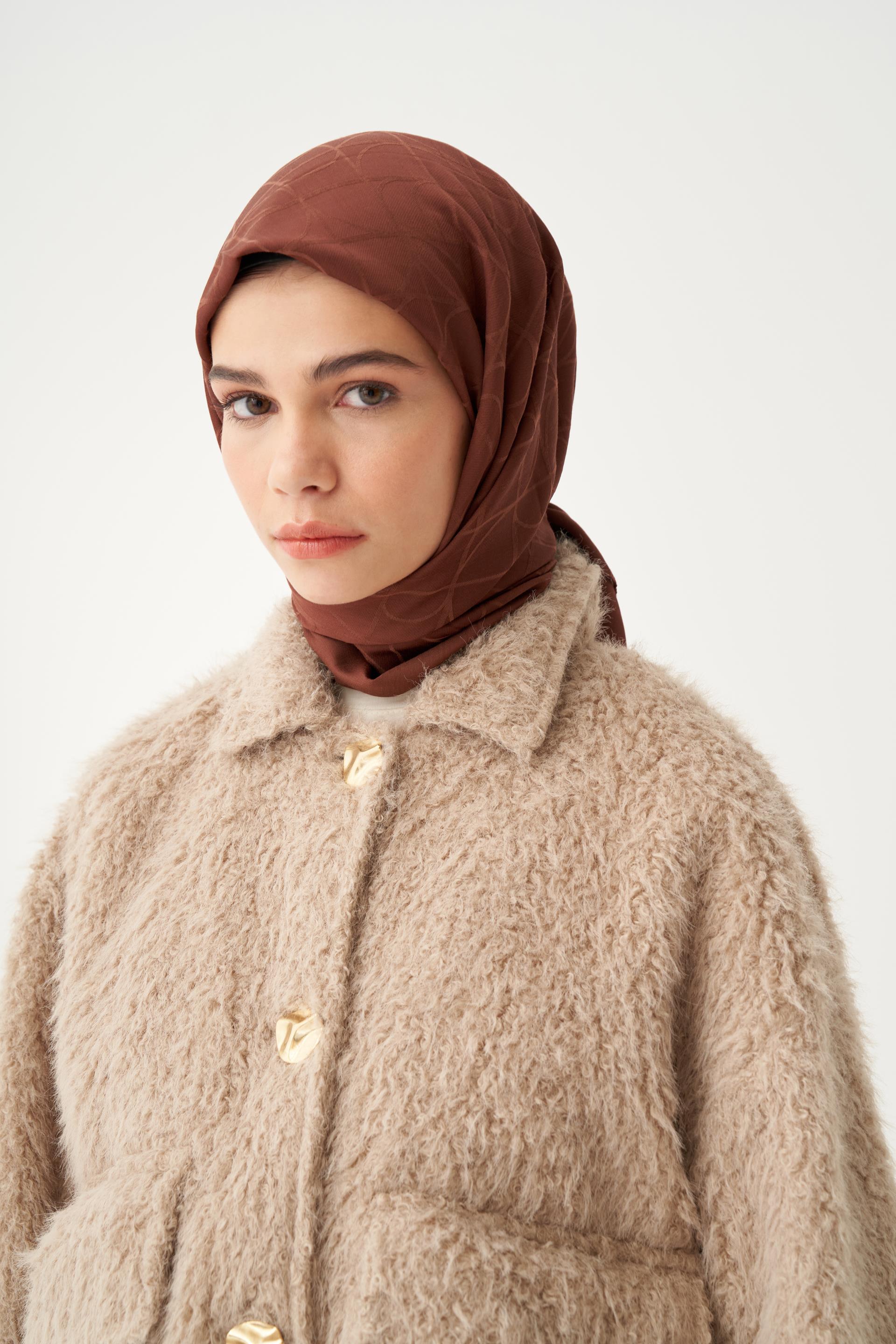 Çikolata Kahve-Pamuk Viskon  Sarmal Desen Eşarp