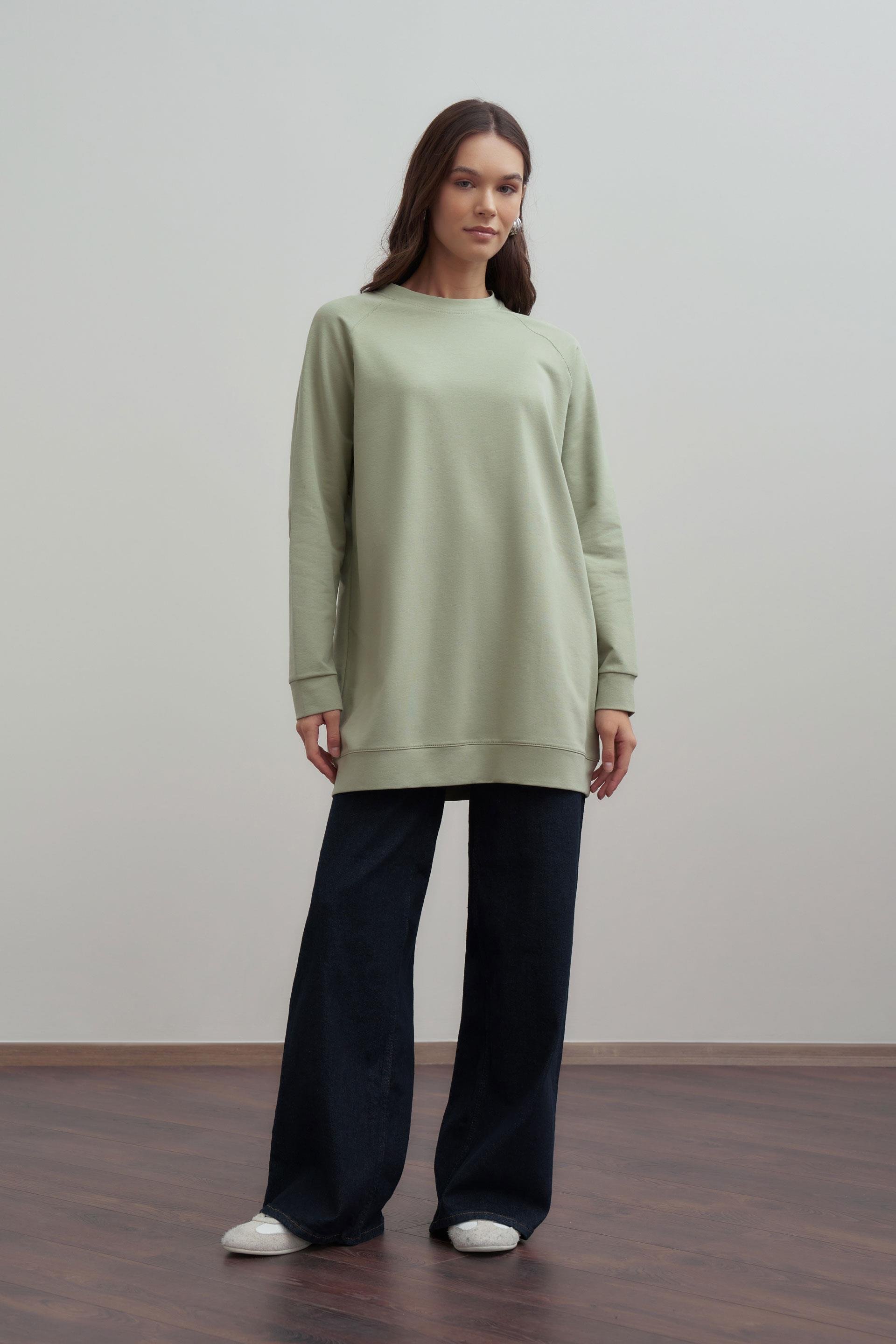 Defne-Bisiklet Yaka Reglan Kol Sweatshirt