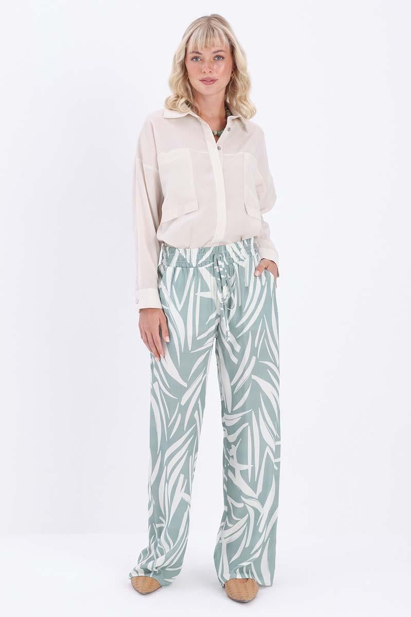 Patterned Wide Leg Trousers
