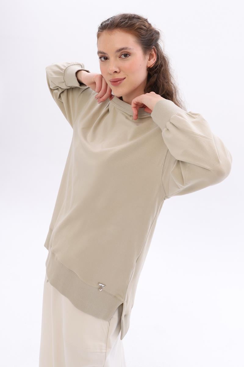 Cotton Side Slit Sweatshirt