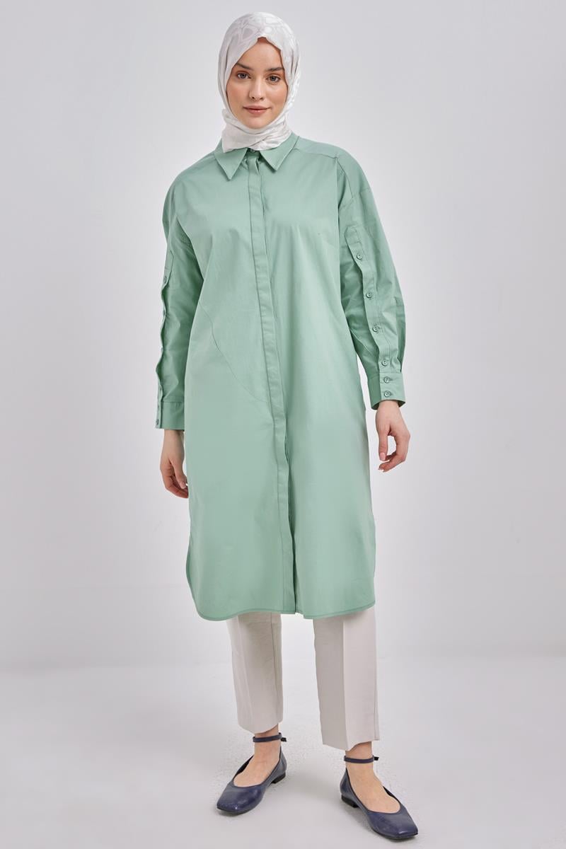 Defne-Relax Pamuklu Poplin Gömlek Tunik