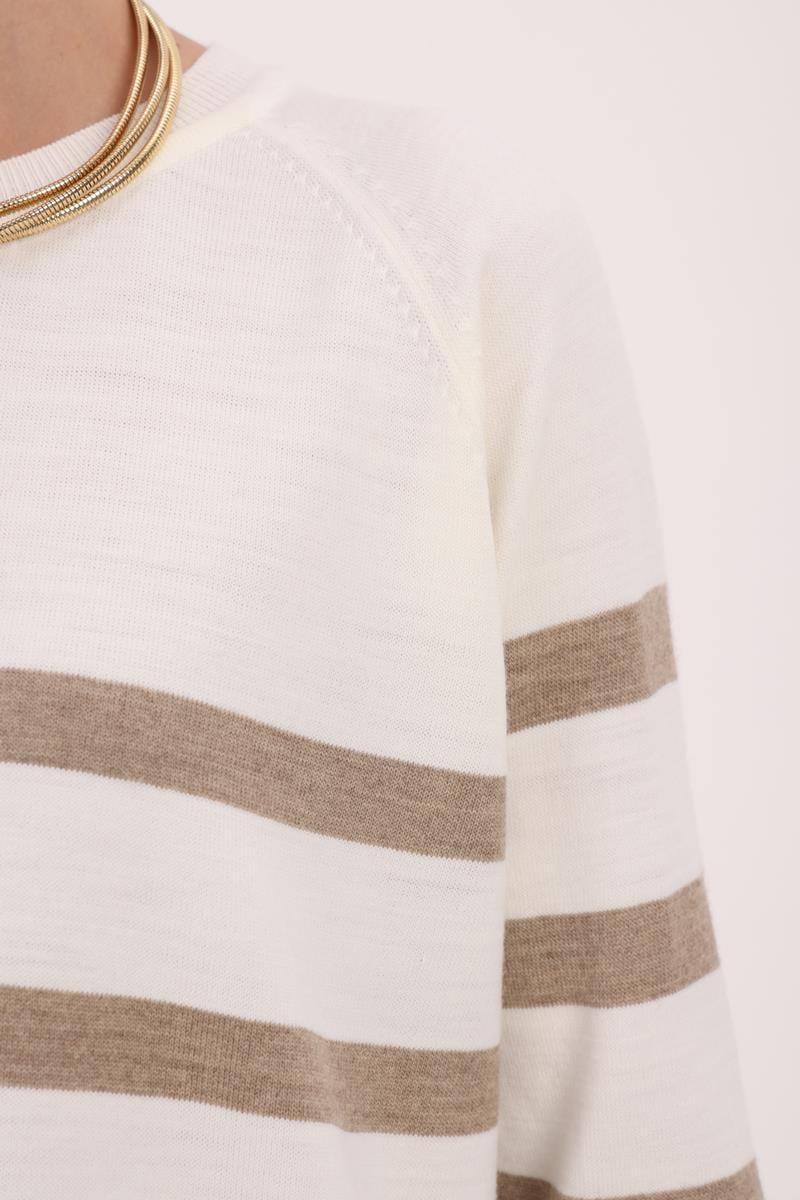 Basic Çizgili Bisiklet Yaka Kazak