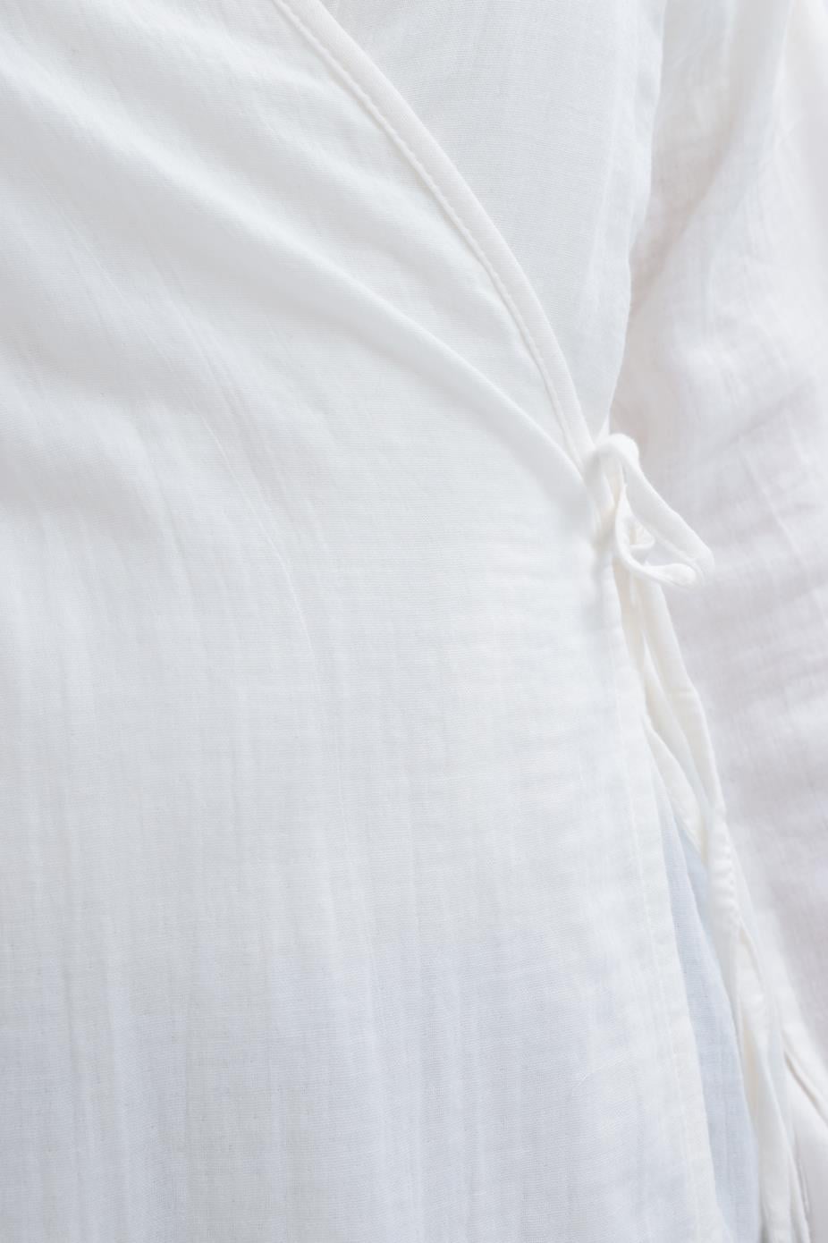 Ekru-Belden Bağlamalı Müslin Kap