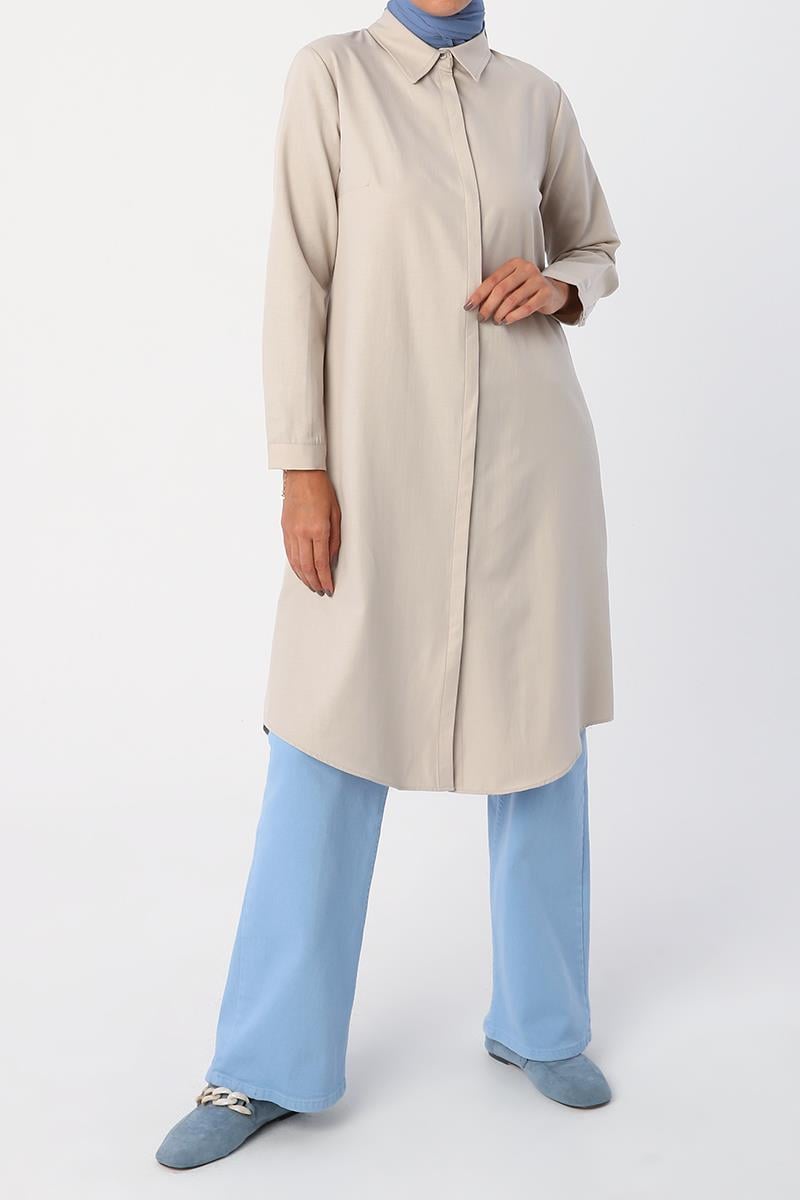 Hidden Button Long Shirt