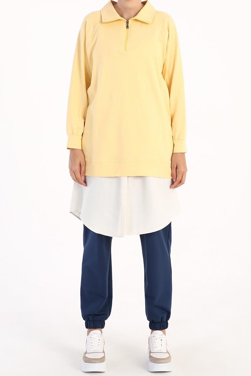 Ekru-İçlik Pamuklu Gömlek Etek