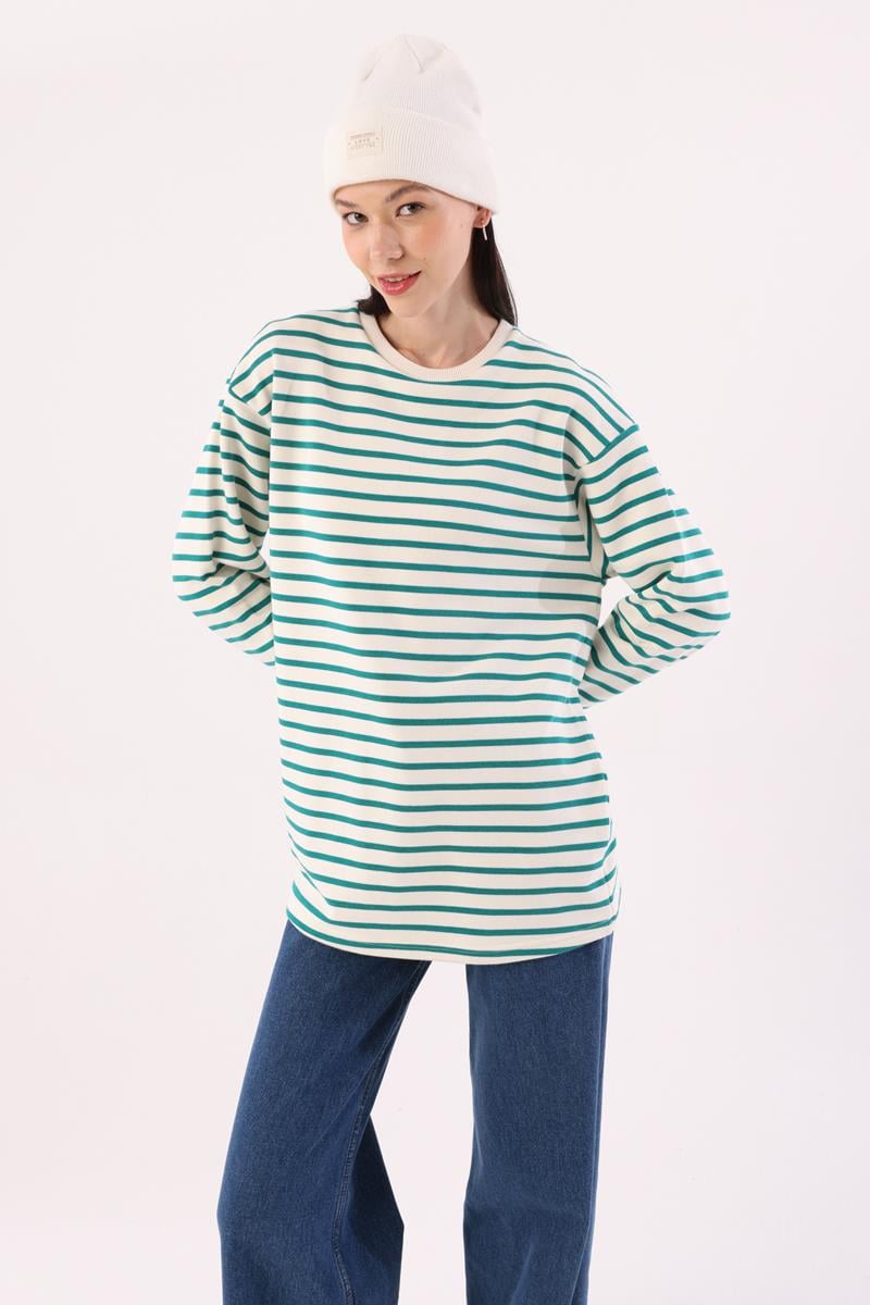 Çizgili Oversize Sweatshirt