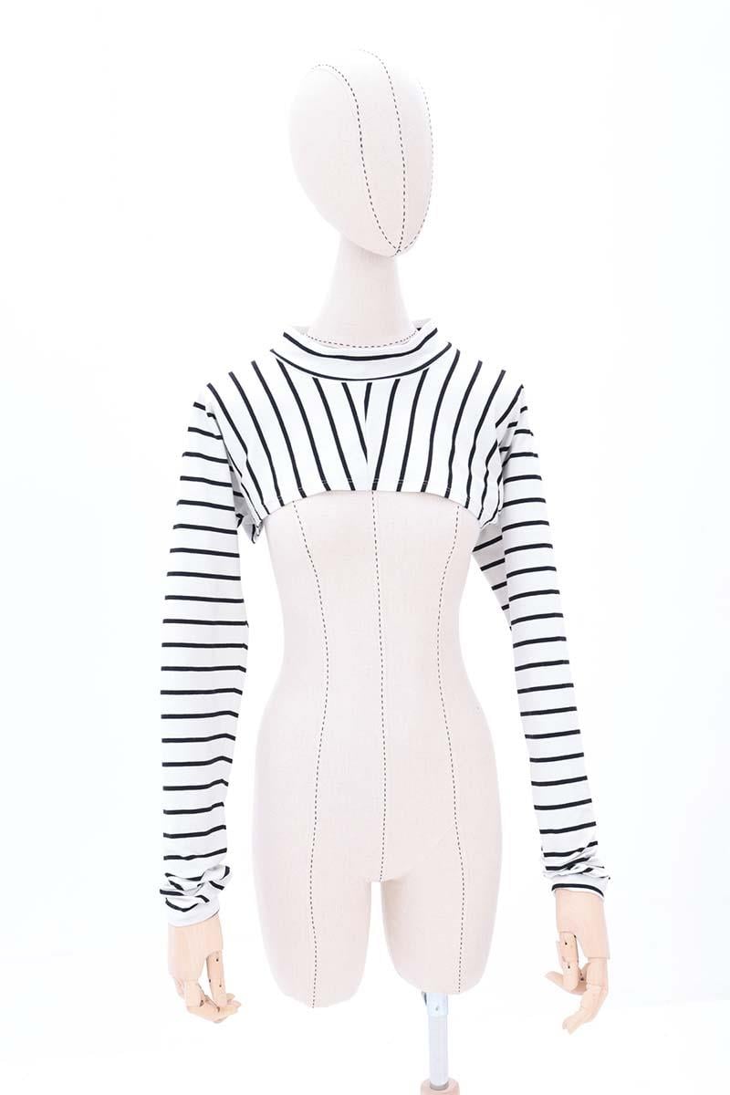 Cotton Striped Long Sleeve Crop Underwear