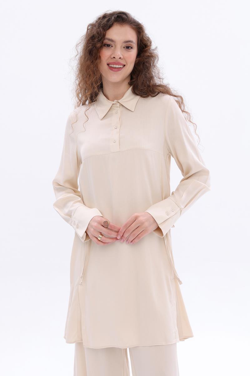 Yandan Yırtmaçlı Yarım Patlı Tunik