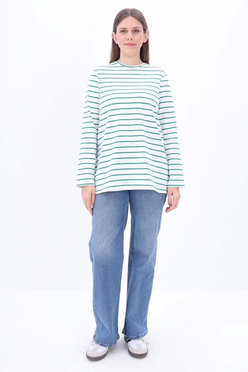 Pamuklu Çizgili Tshirt Tunik