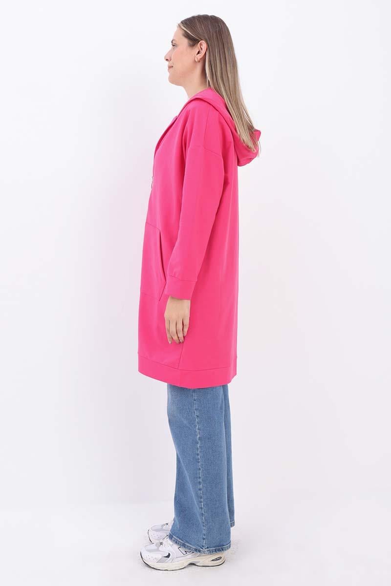 Hooded Zipper Front Sweat Cardigan