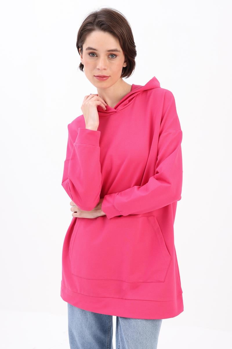 Kangaroo Pocket Hooded Sweatshirt Tunic