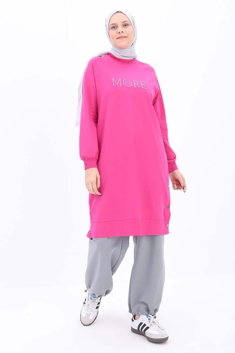 Pamuklu Nakışlı Sweat Tunik