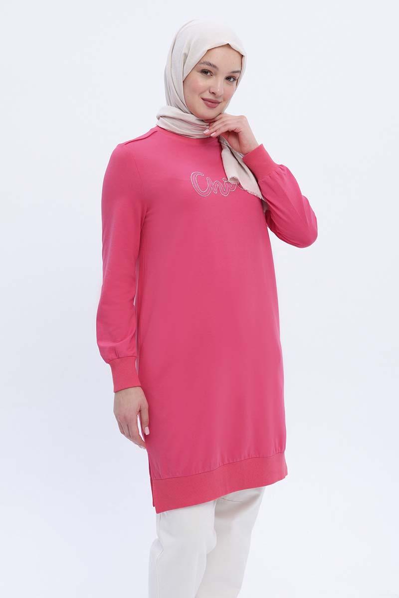 Cotton Side Slits Embroidered Sweat Tunic
