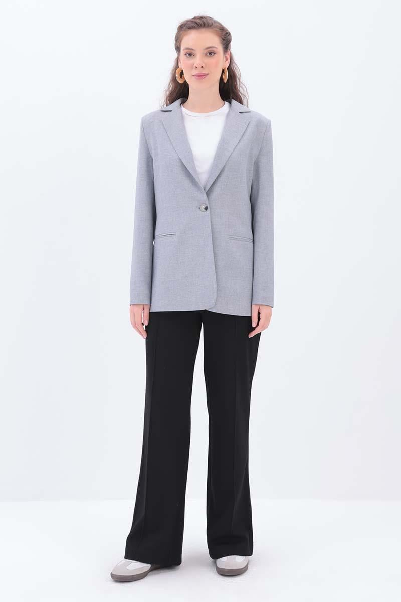 Gri-Astarlı Blazer Ceket