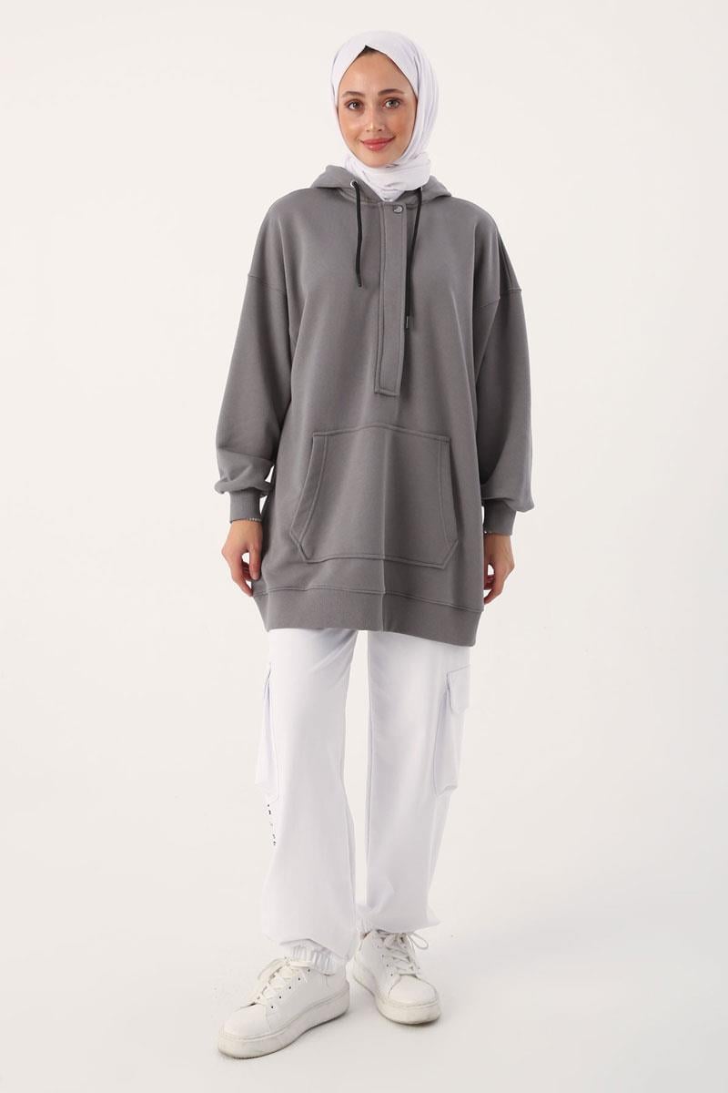 Oversize Hooded Kangaroo Pocket Sweat Tunic