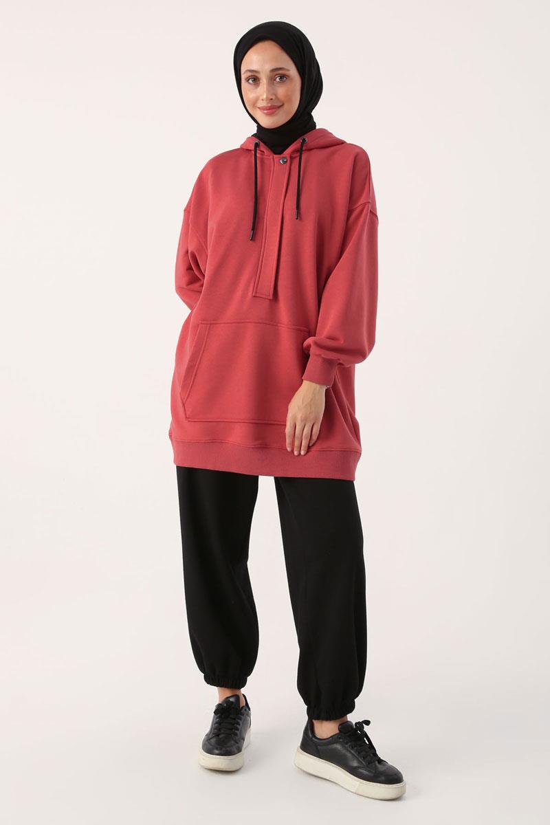 Oversize Hooded Kangaroo Pocket Sweat Tunic