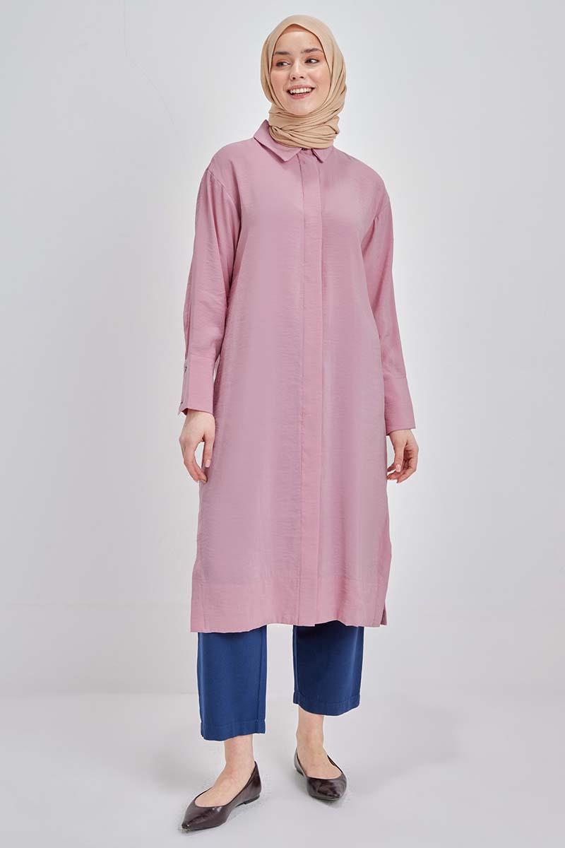 Taş Düğmeli Modal Gömlek Tunik