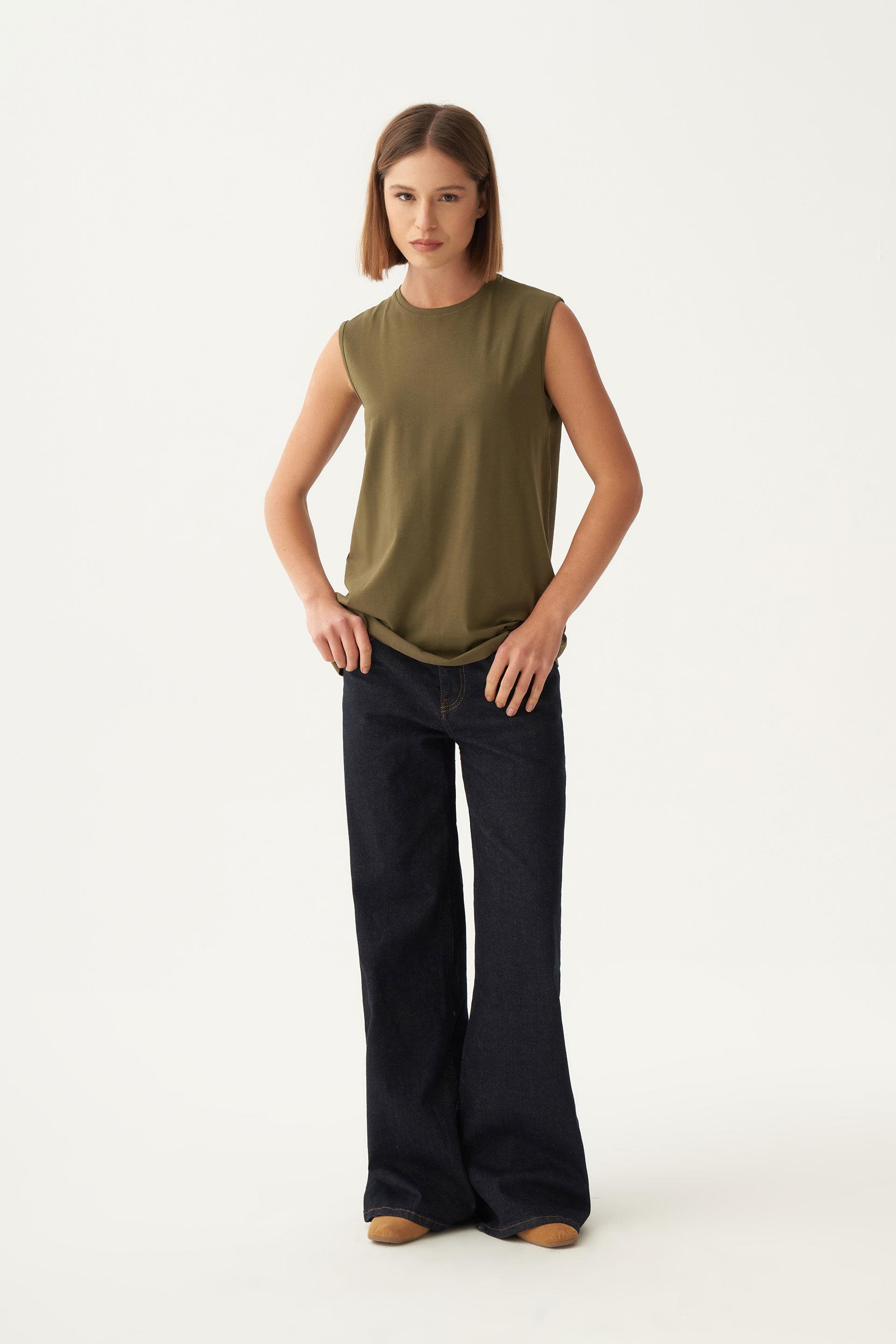 Crew Neck Sleeveless Cotton T-shirt