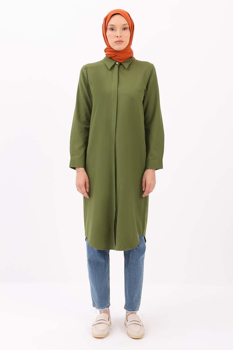 Hidden Button Long Shirt
