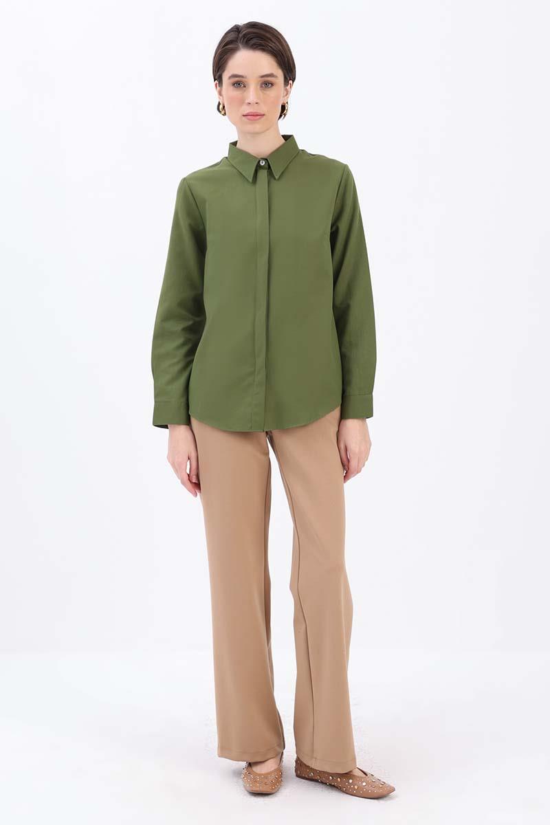 Pamuklu Gizli Patlı Gömlek 