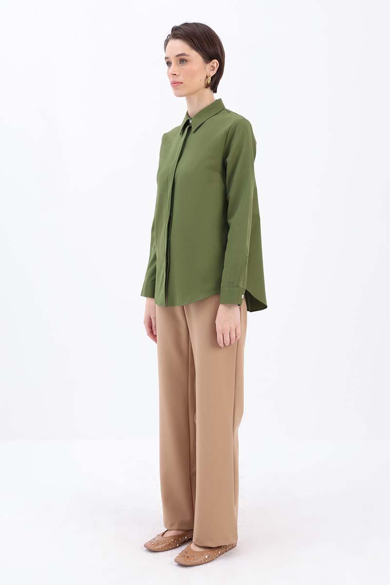 Pamuklu Gizli Patlı Gömlek 