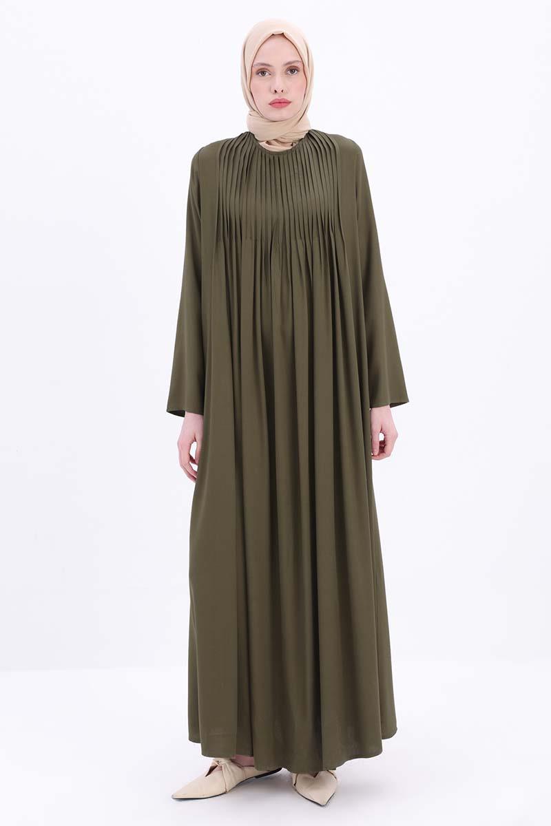 Pileli Viskon Elbise