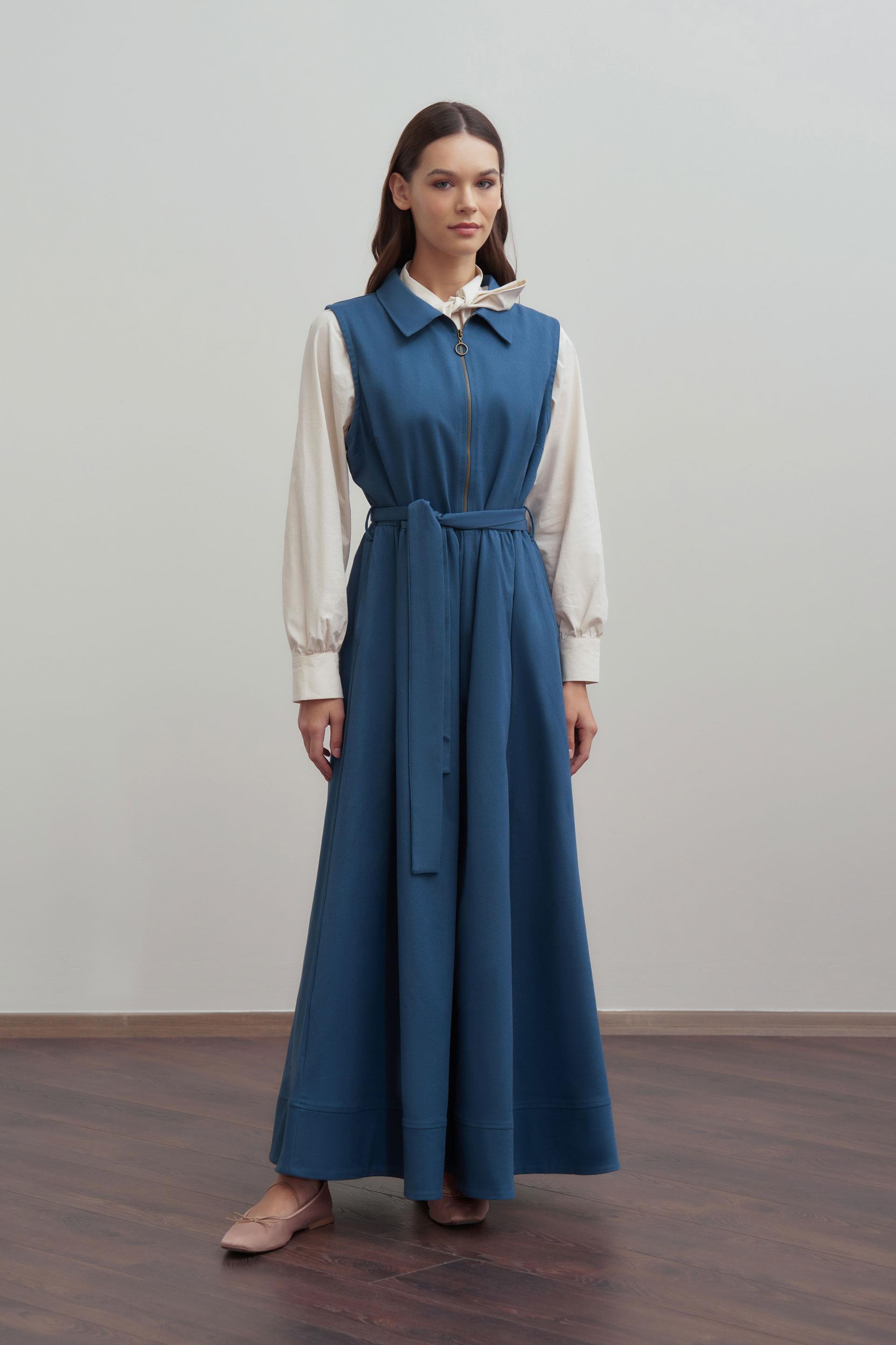 İndigo-Belden Baglamalı Gabardin Jile