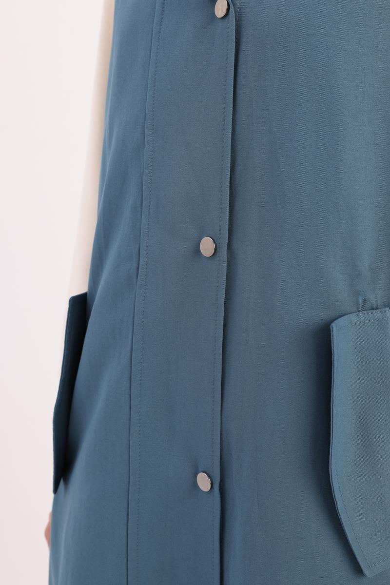 Kapüşonlu Çıtçıtlı Yelek