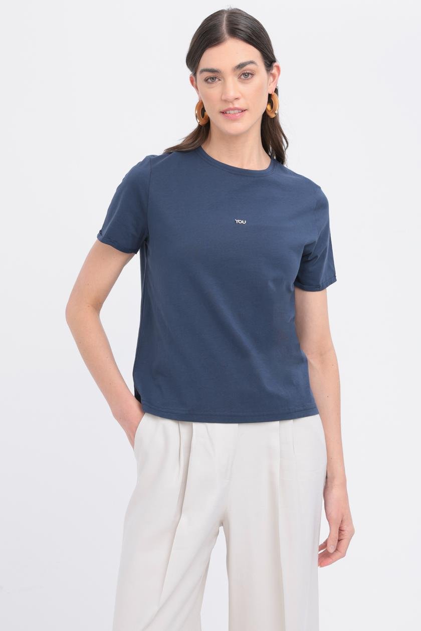 İndigo-Kısa Kollu Basic T-shirt
