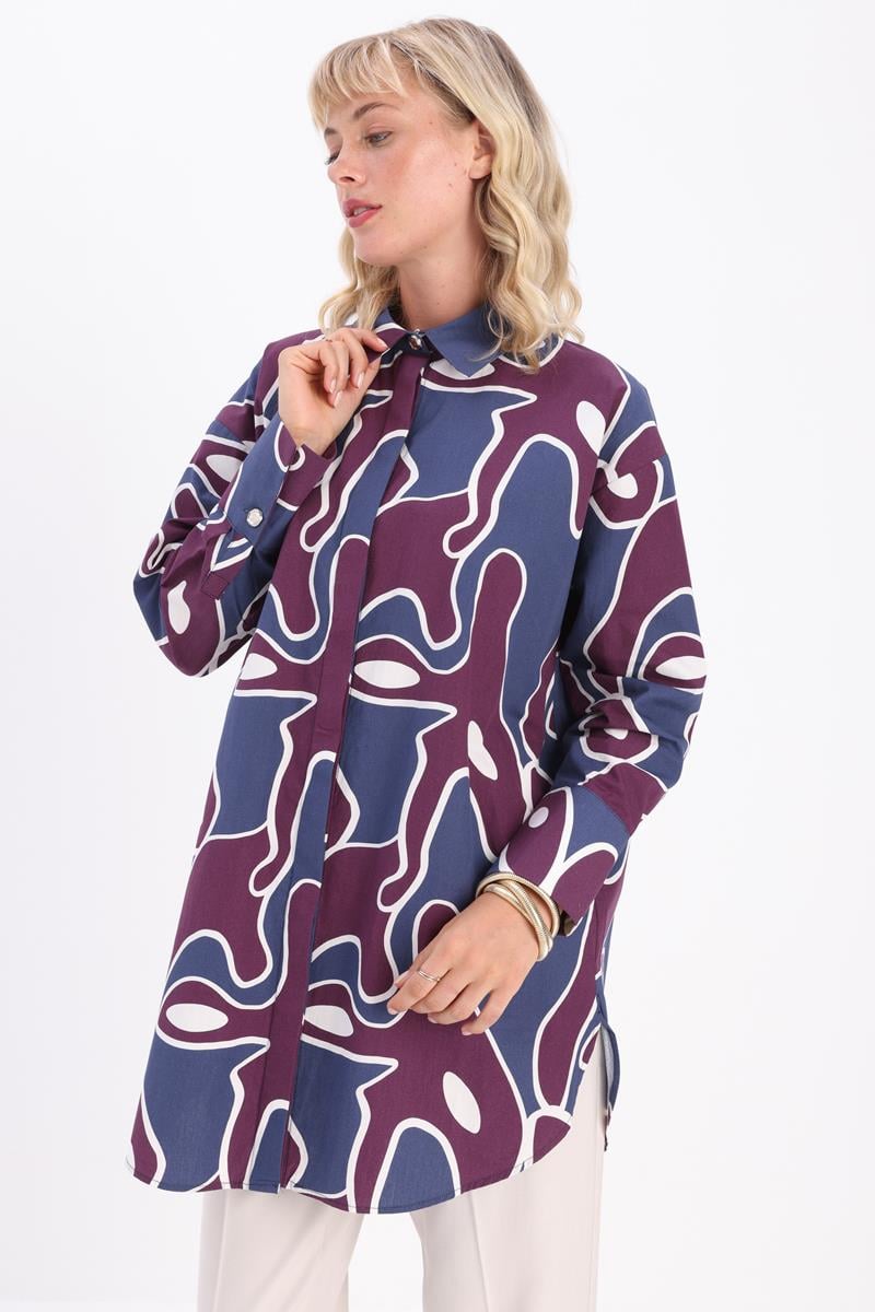 100% Cotton Patterned Shirt Tunic