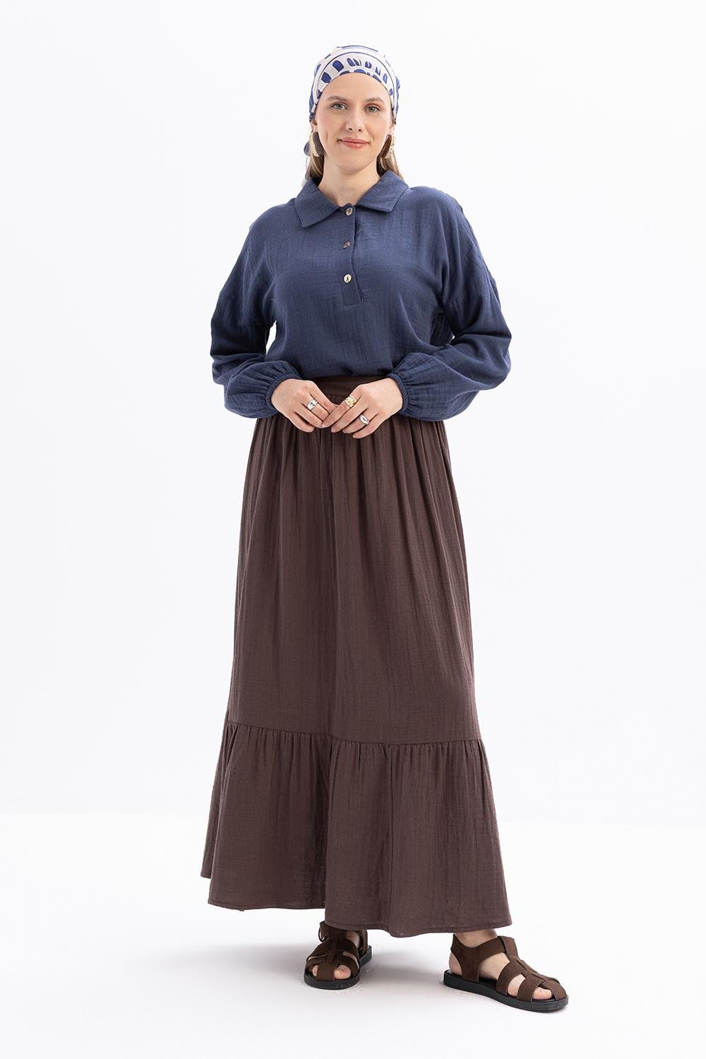 %100 Pamuklu Müslin Kumaş Kloş Etek