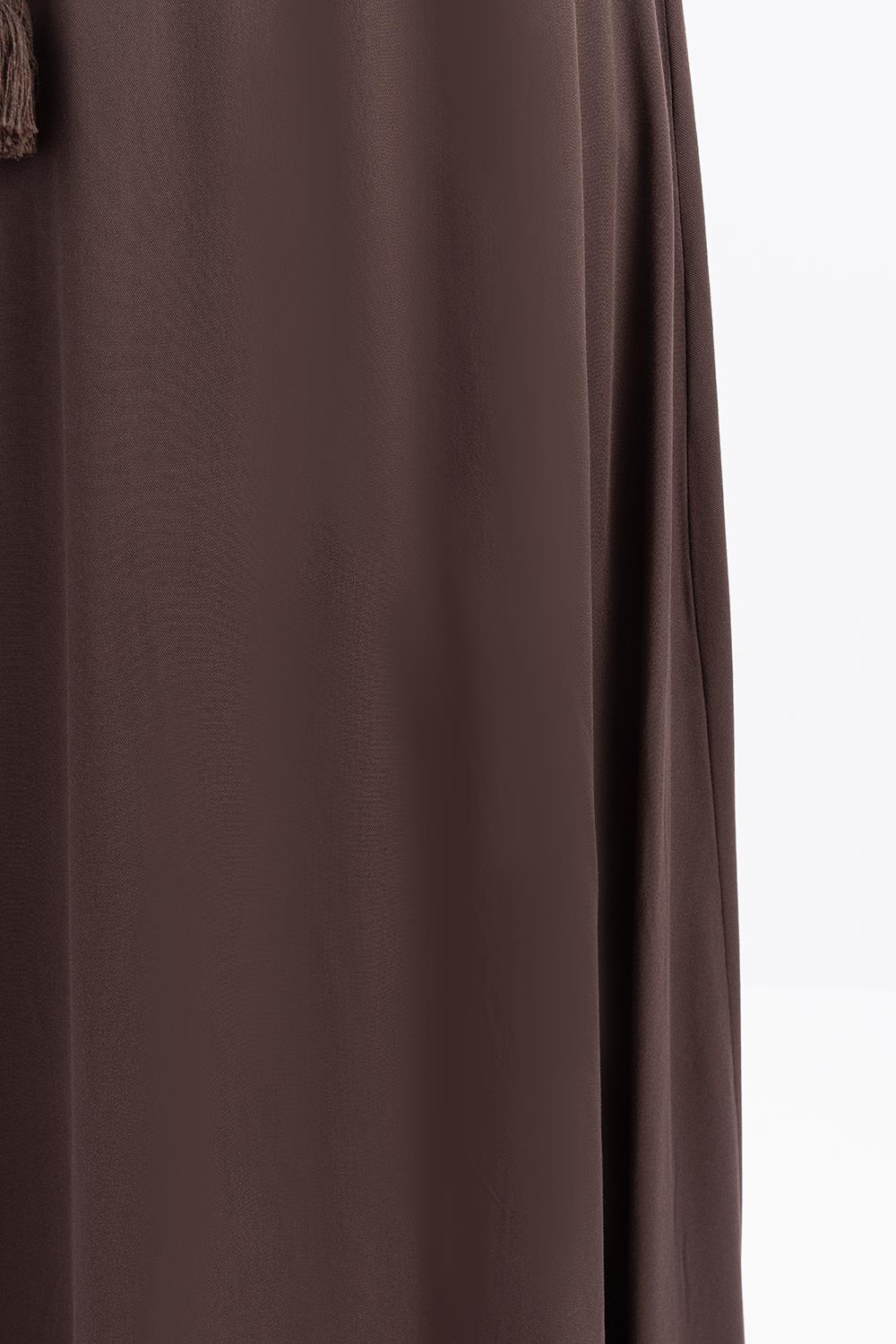 Kahve-Beli Lastikli Fisto Detaylı Etek