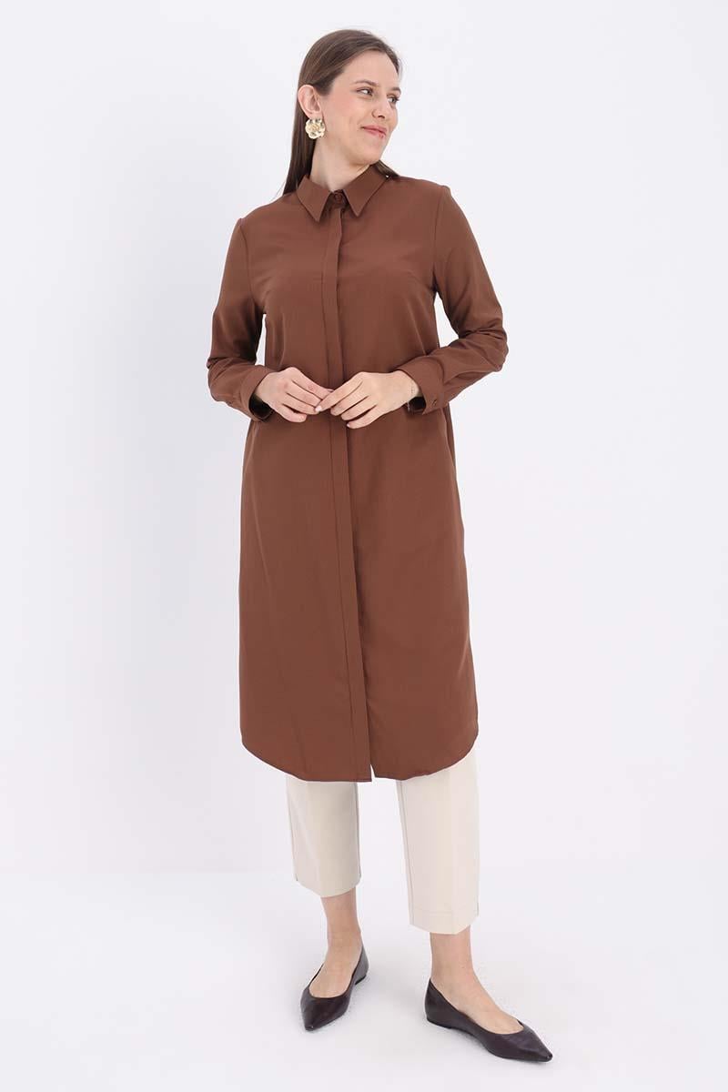Hidden Button Long Shirt
