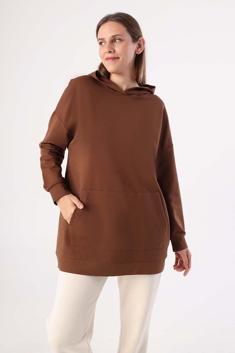 Kangaroo Pocket Hooded Sweatshirt Tunic