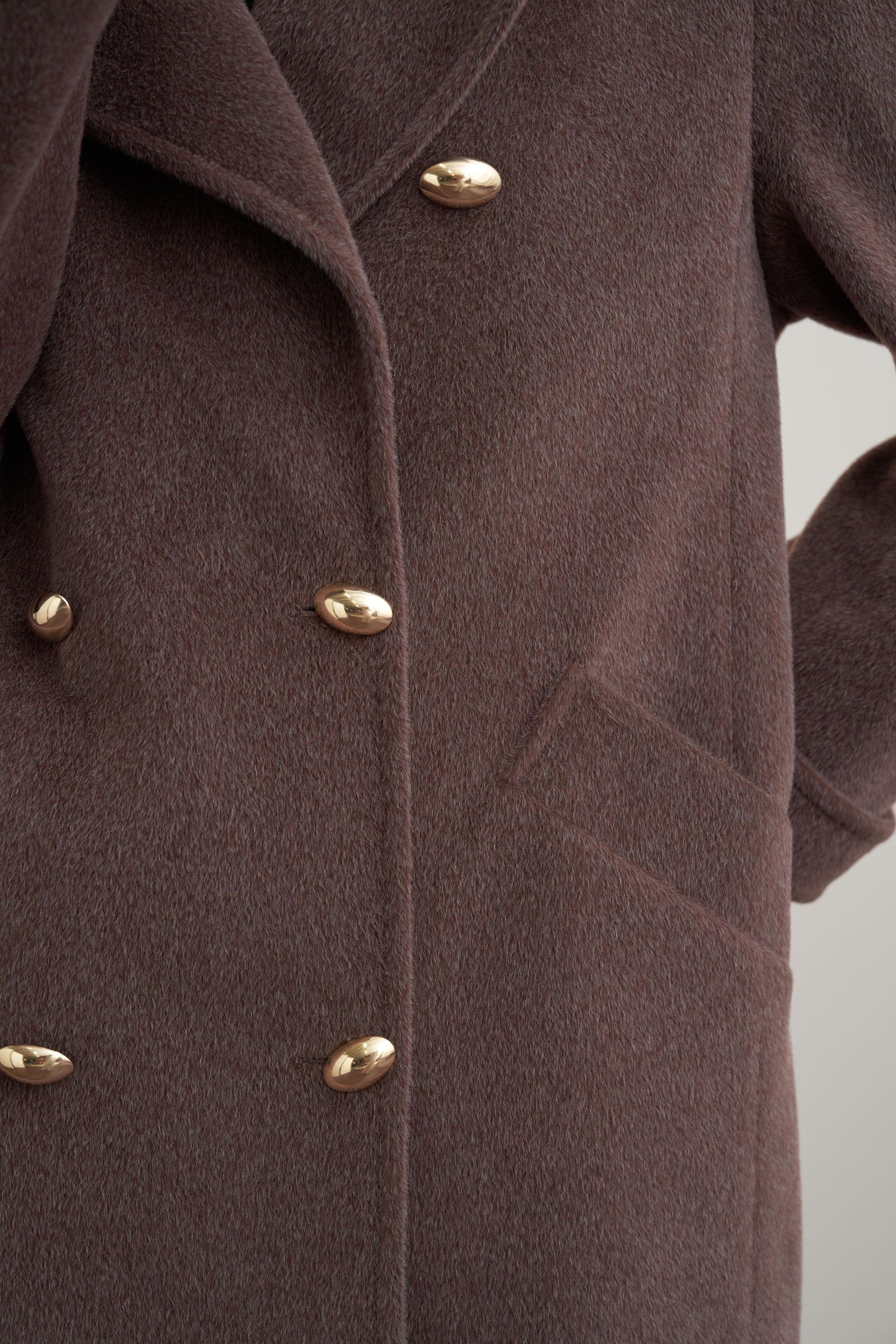 Kahve Melanj-Gold Dügmeli Kaşe Kaban