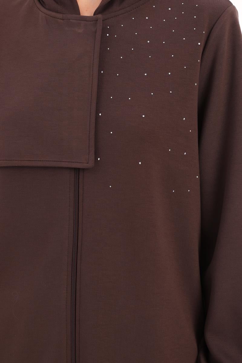 Stone Detailed Hooded Cardigan