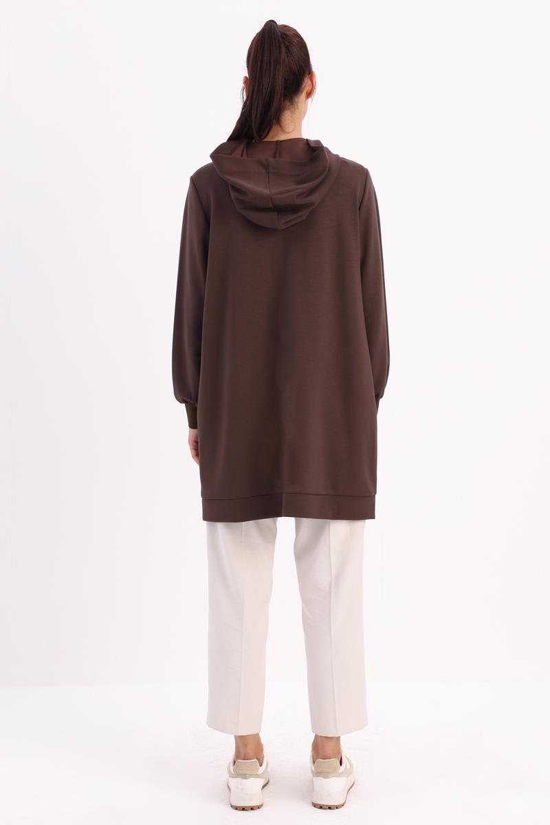 Stone Detailed Hooded Cardigan