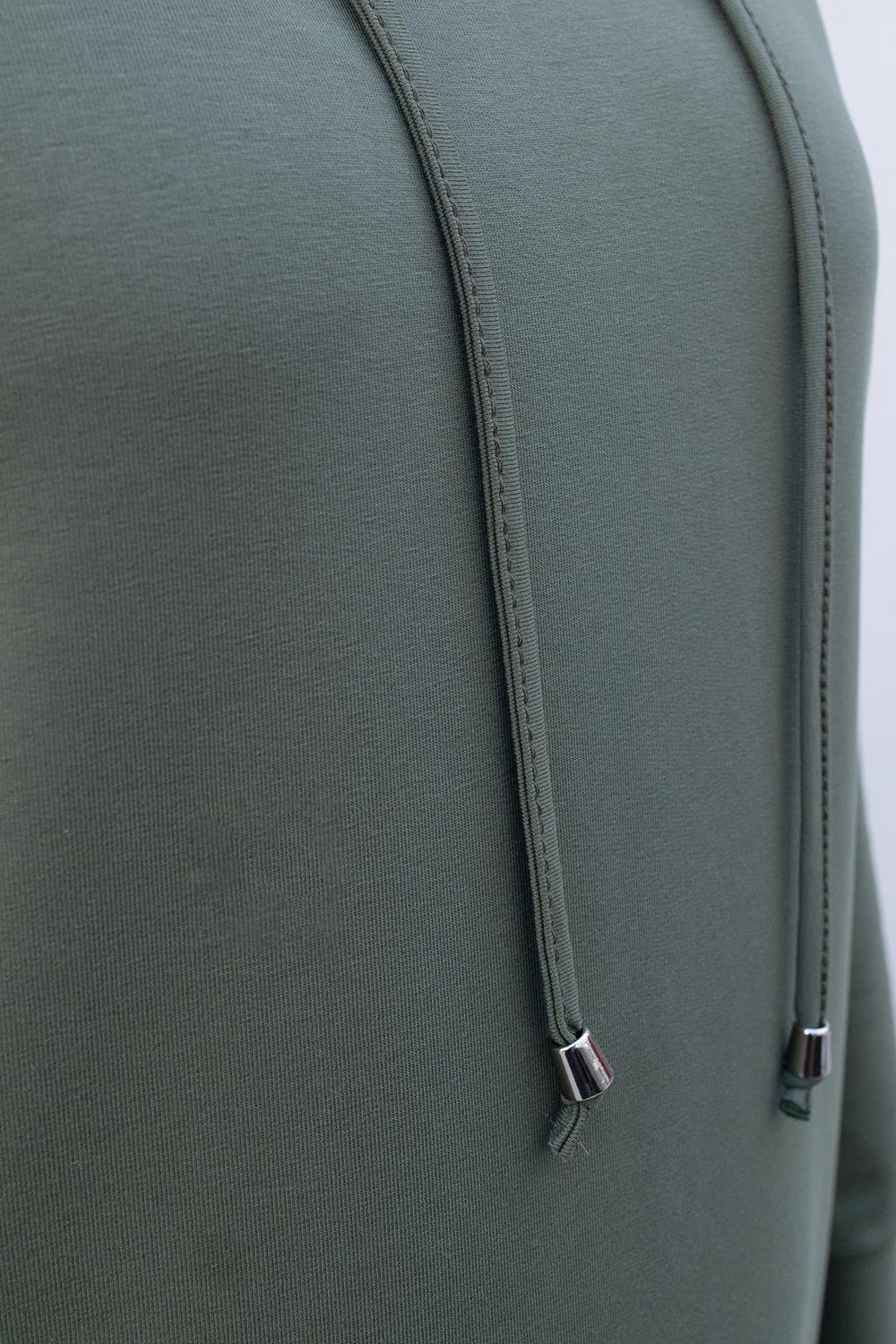 Kapüşonlu Likralı Örme Elbise